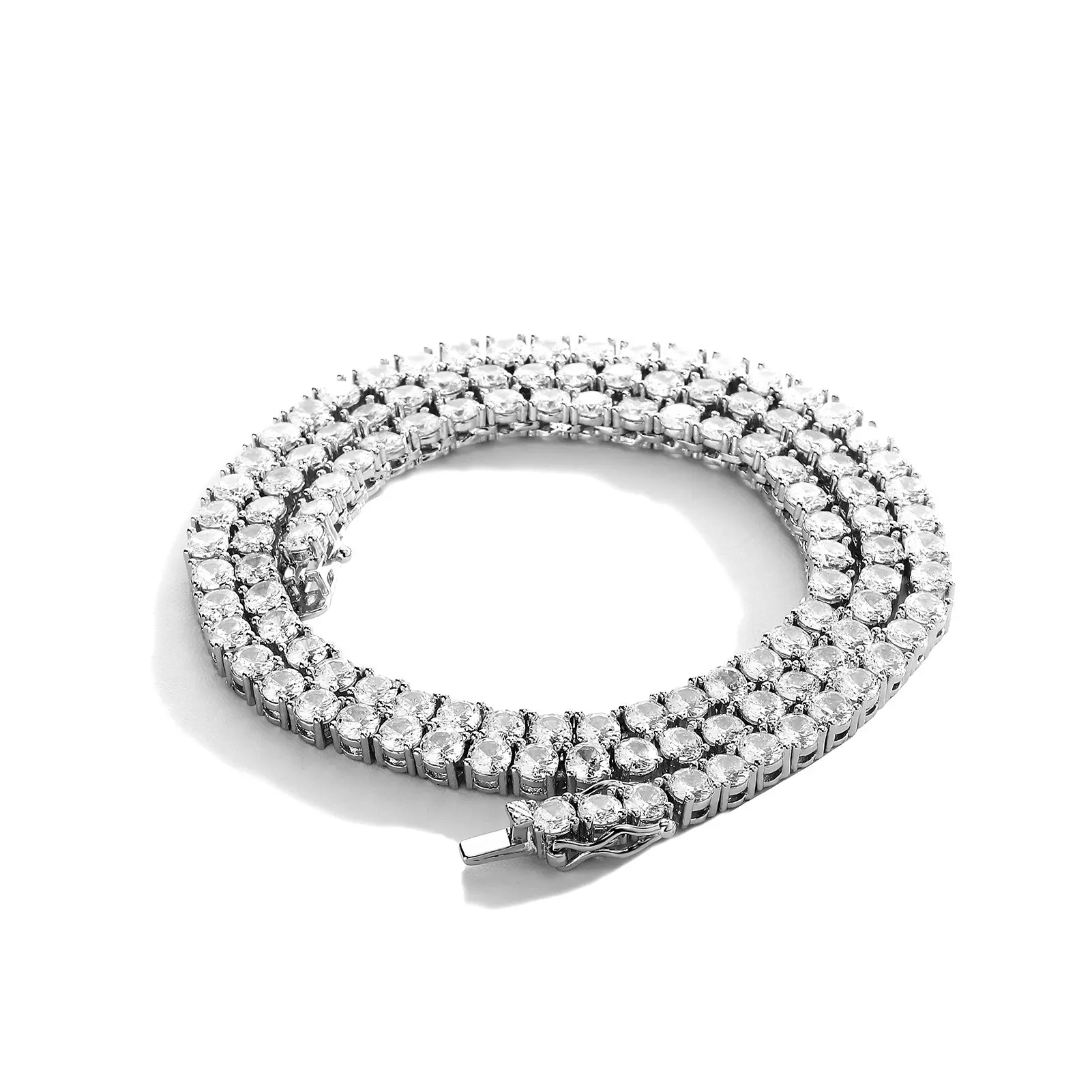 Loveden Silver Plated Classic Tennis Chain Bracelet, Full Pave Cubic Zirconia Stackable Wrist Band, High Shine Hip Hop Minimalist Jewelry Gift for Men Women