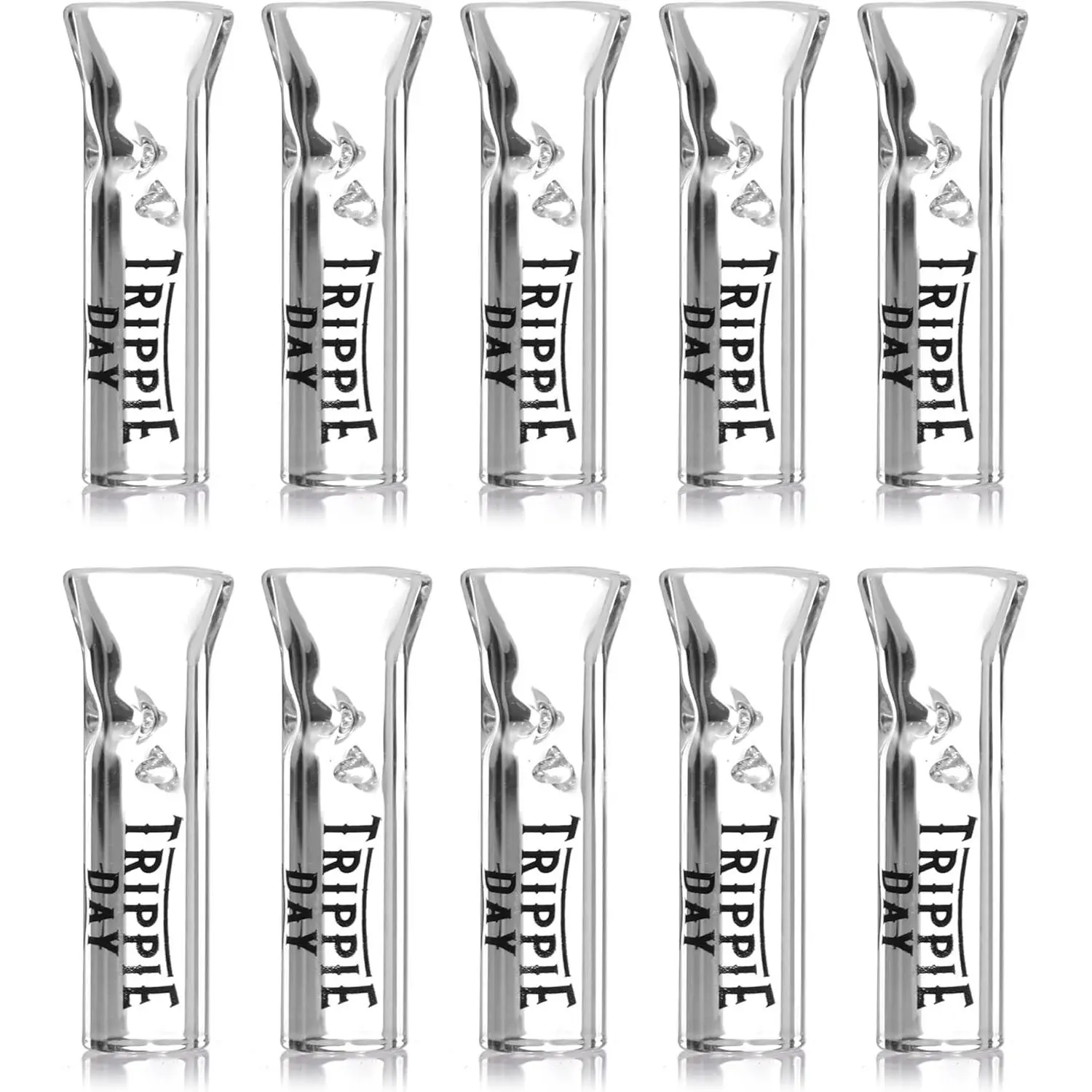 Reusable Glass Filter Tips 10 Pack, Clear 9mm Outer Diameter 6mm Inner Diameter 35mm Length Tips for Pre rolled Cones