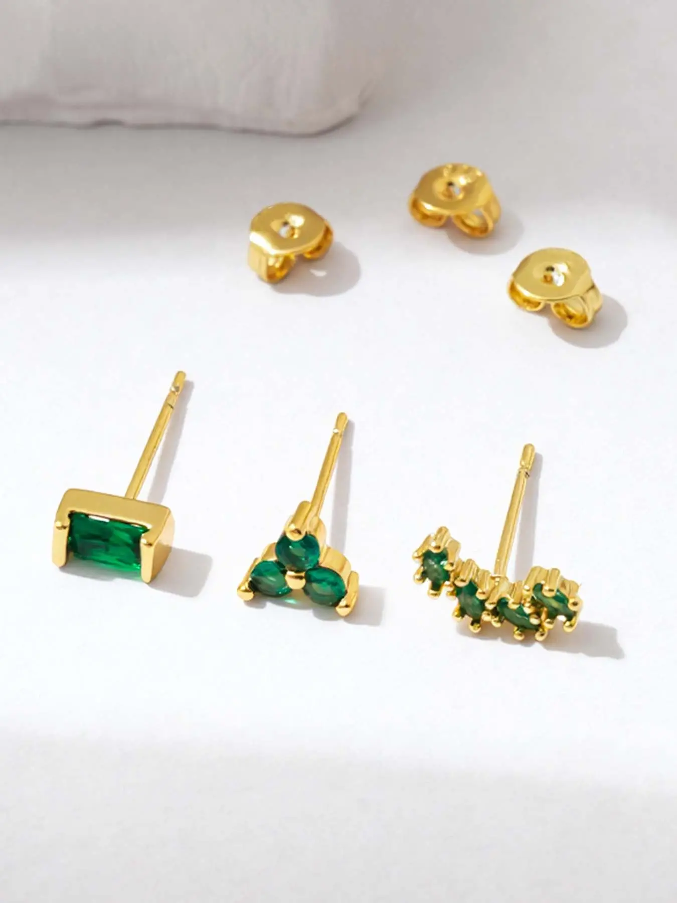 3-Piece Copper Earrings Set, Vintage Emerald Geometric Earrings, Women's Trendy Classic Jewelry, All Seasons Accessory
