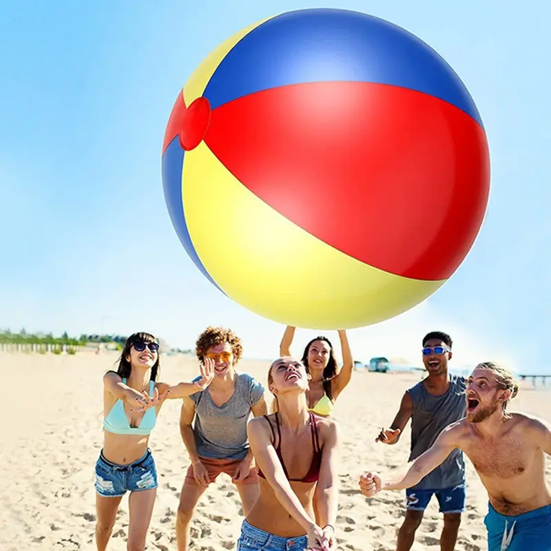 Giant Inflatable Soccer Ball & Color Beach Ball, Beach Sand Toy, Swimming Pool Water Sport Game, Pool Party Decoration for Indoor Outdoor Use
