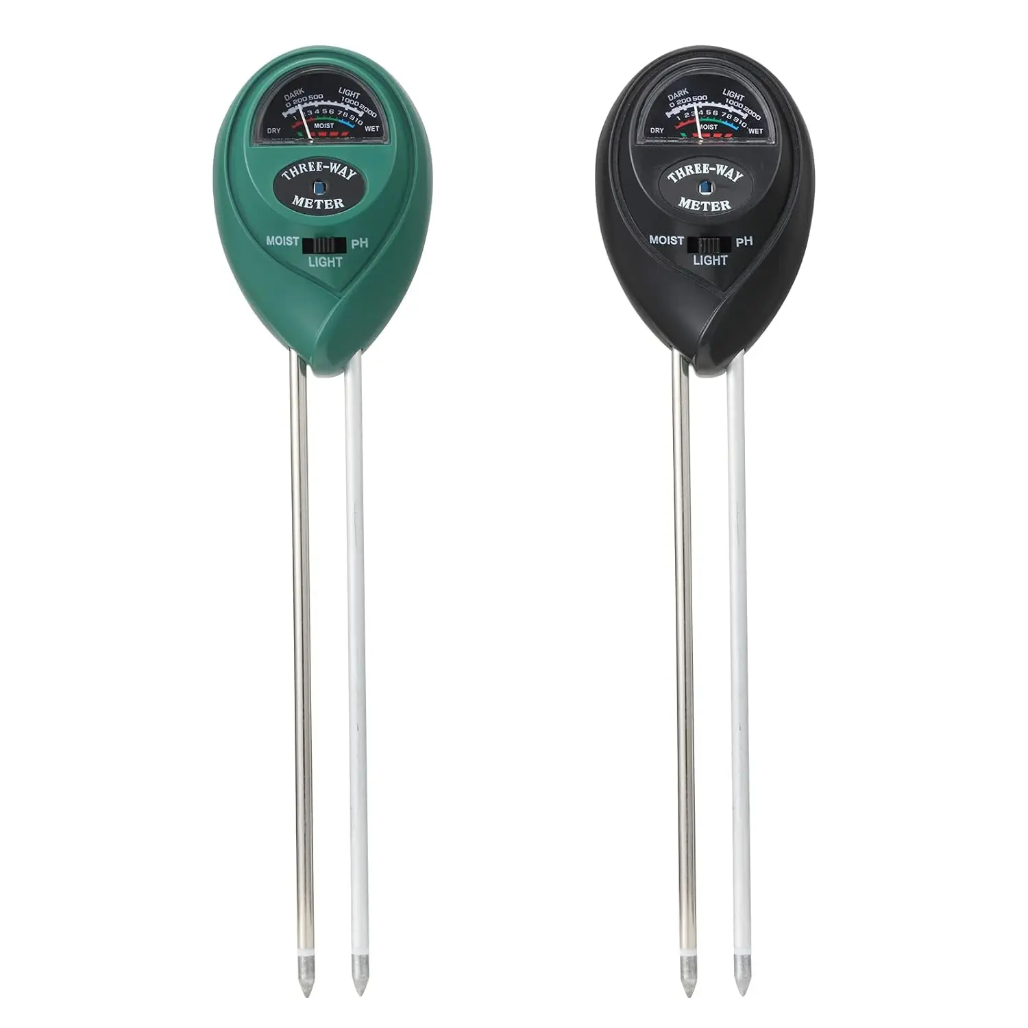 2 Packs Soil  Meter, 3 in 1 Soil Tester Tool,  Water , Soil Hygrometer Sensor for Gardening, Farming, Indoor and Outdoor , No  Required (Black & Green)