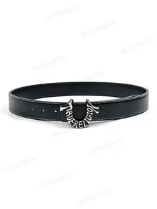 Men's Vintage Letter Buckle Belt, Casual All-Season Accessory, Perfect for Daily Outings and Dates, Elevate Your Wardrobe Style