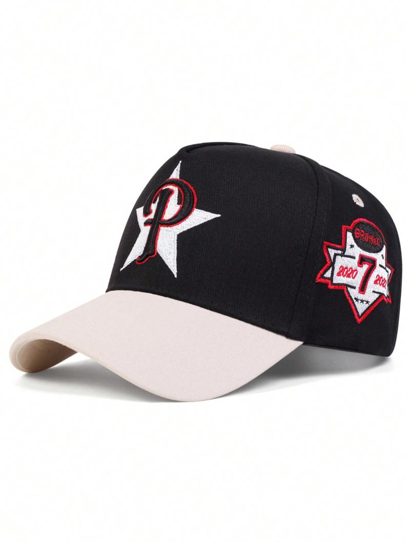 Five-pointed Star & Letter Embroidering Baseball Cap, Outdoor Sun Protection Hat, Adjustable Casual Trucker Hat for Men & Women, Fashion Accessories for Daily Wear