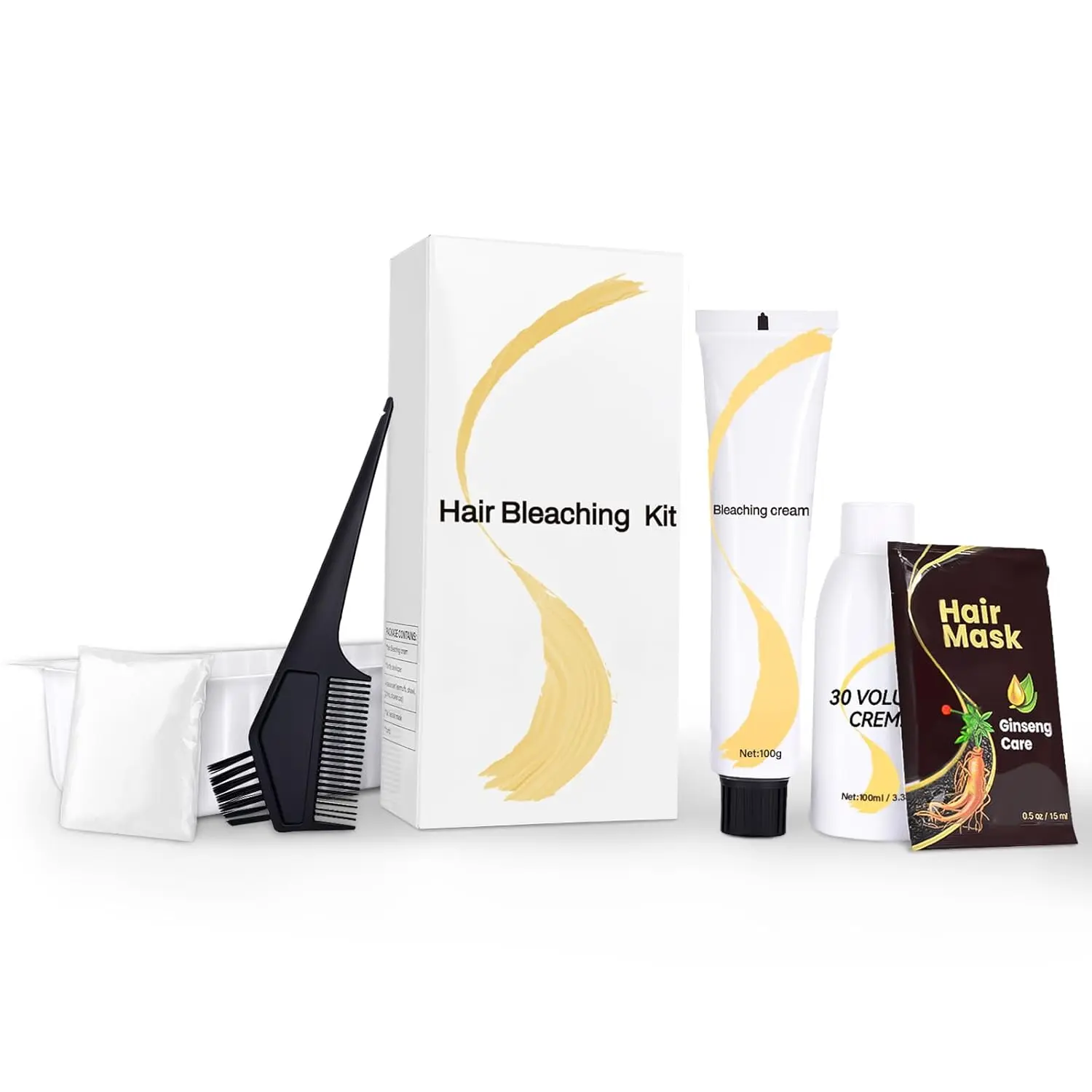 Cream Hair Bleach Kit, Ammonia-Free Bleach for Hair with Developer, Lifts Up to 8 Levels, No-Drip Hair Lightening Kit for Home Use