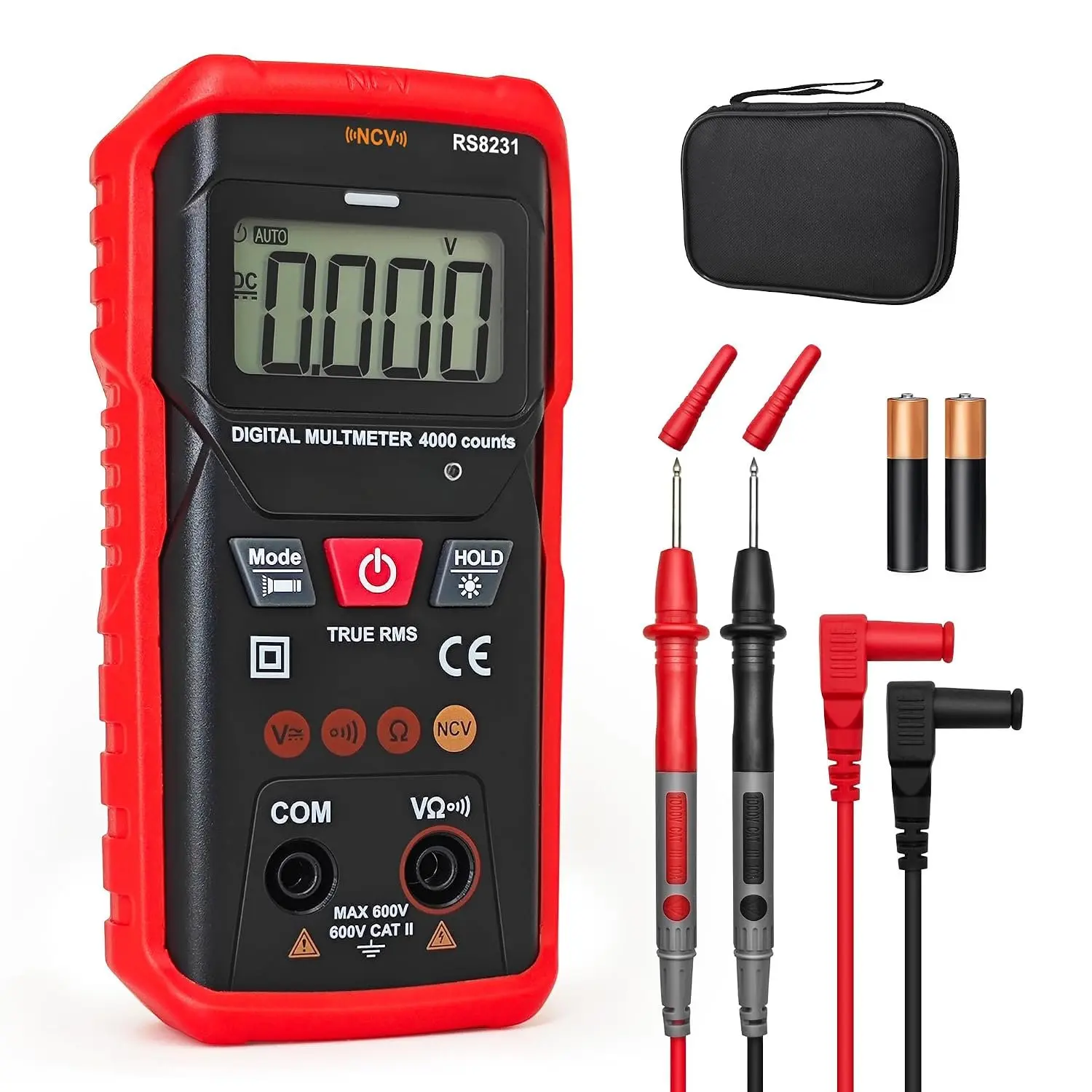True RMS Multimeter Tester, Digital Multimeter Auto Ranging | 4000 Counts, NCV,  Digital Multimeter  Tester for , Resistance, Continuity for , DIY and Automotive Use