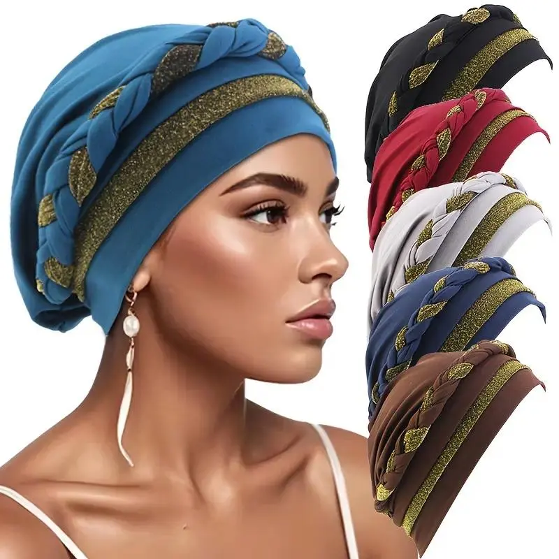 Female 3-Piece Set Lightweight Chic 100% Cotton Turban Braid Headbands - Headwrap Style Breathable Adjustable Bandana Head Scarves, All-Season Soft Everyday Fashion Accessory for Daily Wear