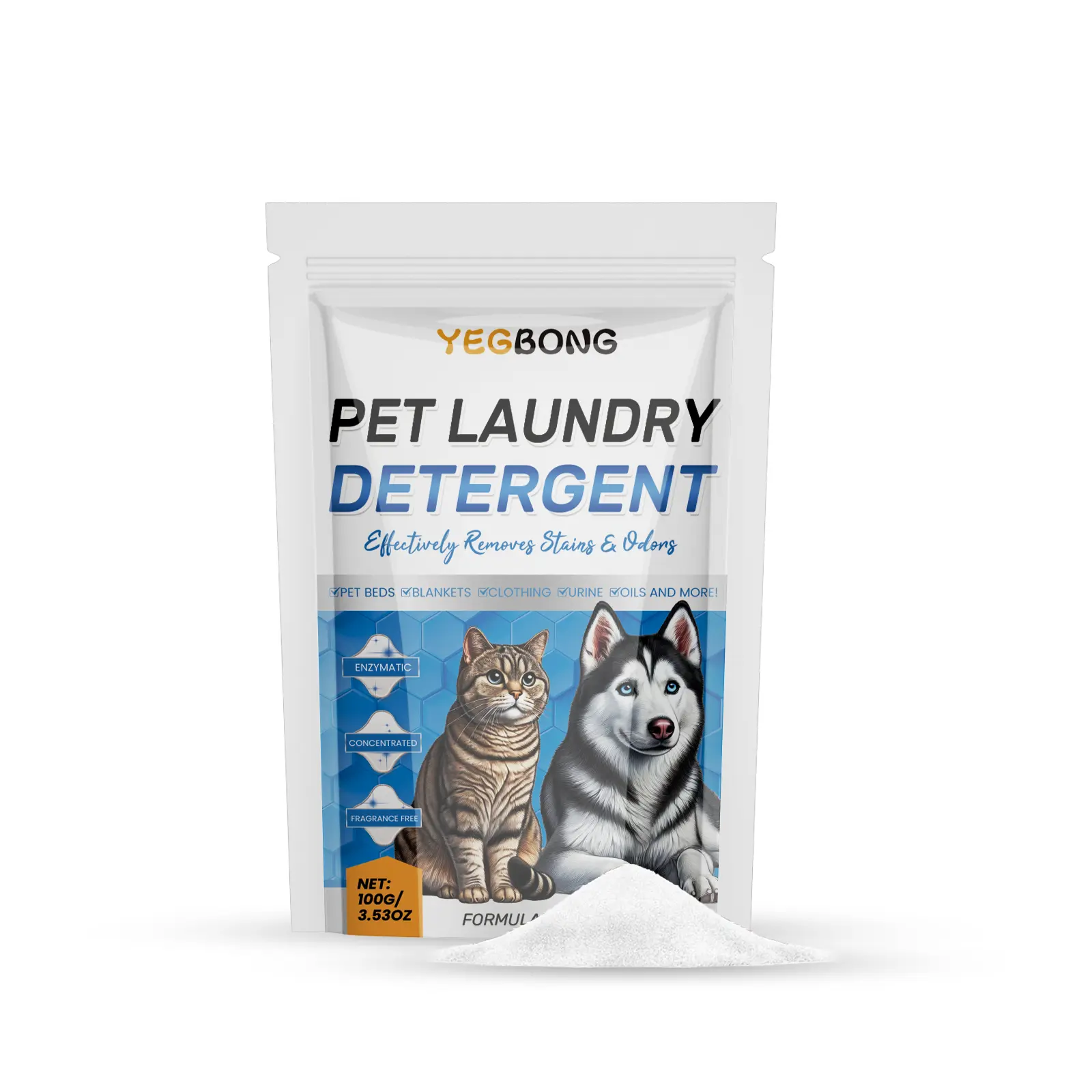 Yegbong Pet Washing Powder, Deodorizing Deodorizing Deep Clean Stains Pet Washing Powder Decontamination Powder