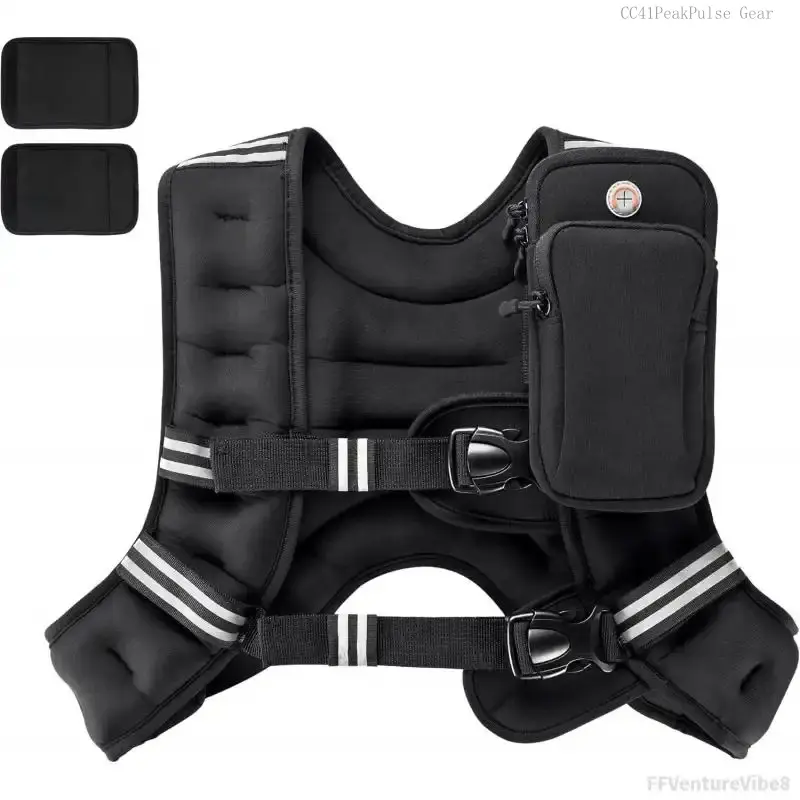 Weighted Vest,6lb/10lb/12lb/16lb/20lb/25lb/30lb Weight Vest with Reflective Stripe, Body Weight Vests Adjustable for Men, Women Workout, Strength Training, Running, Walking, Jogging FFVentureVibe8CC41PeakPulse Gear