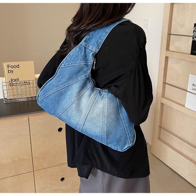 Fashionable Denim Shoulder Bag for Women – New Trendy Design for Cool Girls – Small Casual & Practical Everyday Armhole Bag