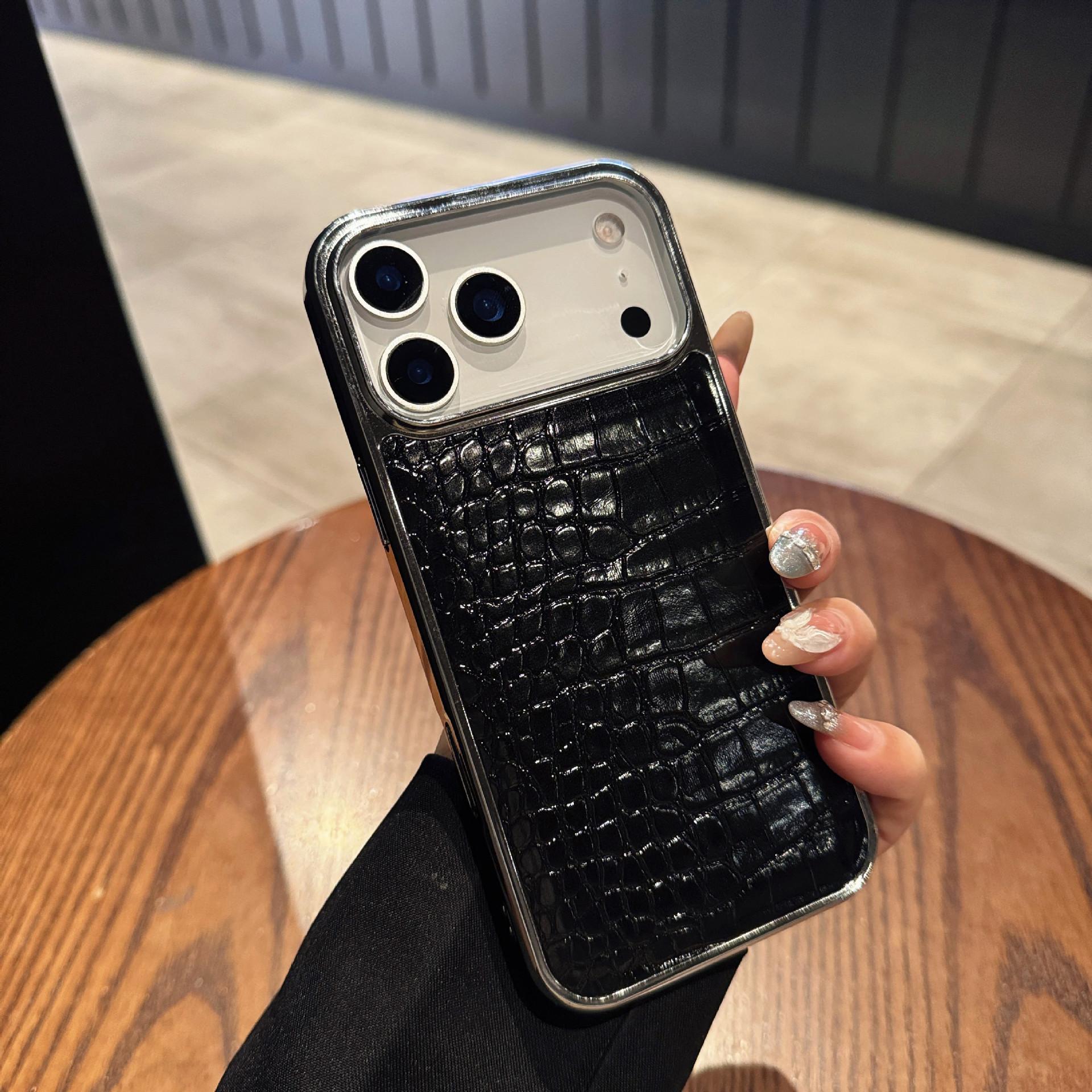 Iridescent Electroplated crocodilePattern Case Suitable for iPhone17, iPhone 16 Pro Max, Vegen Crocodile Leather, high-end feel, anti-drop protective cover