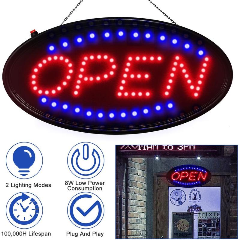 Vibrant LED Neon Open Sign with Flashing & Steady Lights - Perfect for Business Visibility
