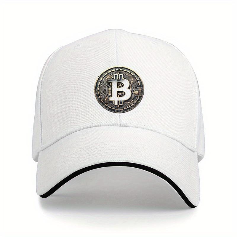 [Adventure Ready, Bitcoin Logo Cap] Lightweight Adjustable Bitcoin Logo Baseball Cap |   Soft Polyester Dad Hat with White Accents, Ideal for Outdoor Activities, Fit, Outdoor Headwear, Sleek Cap Design, Durable Headgear