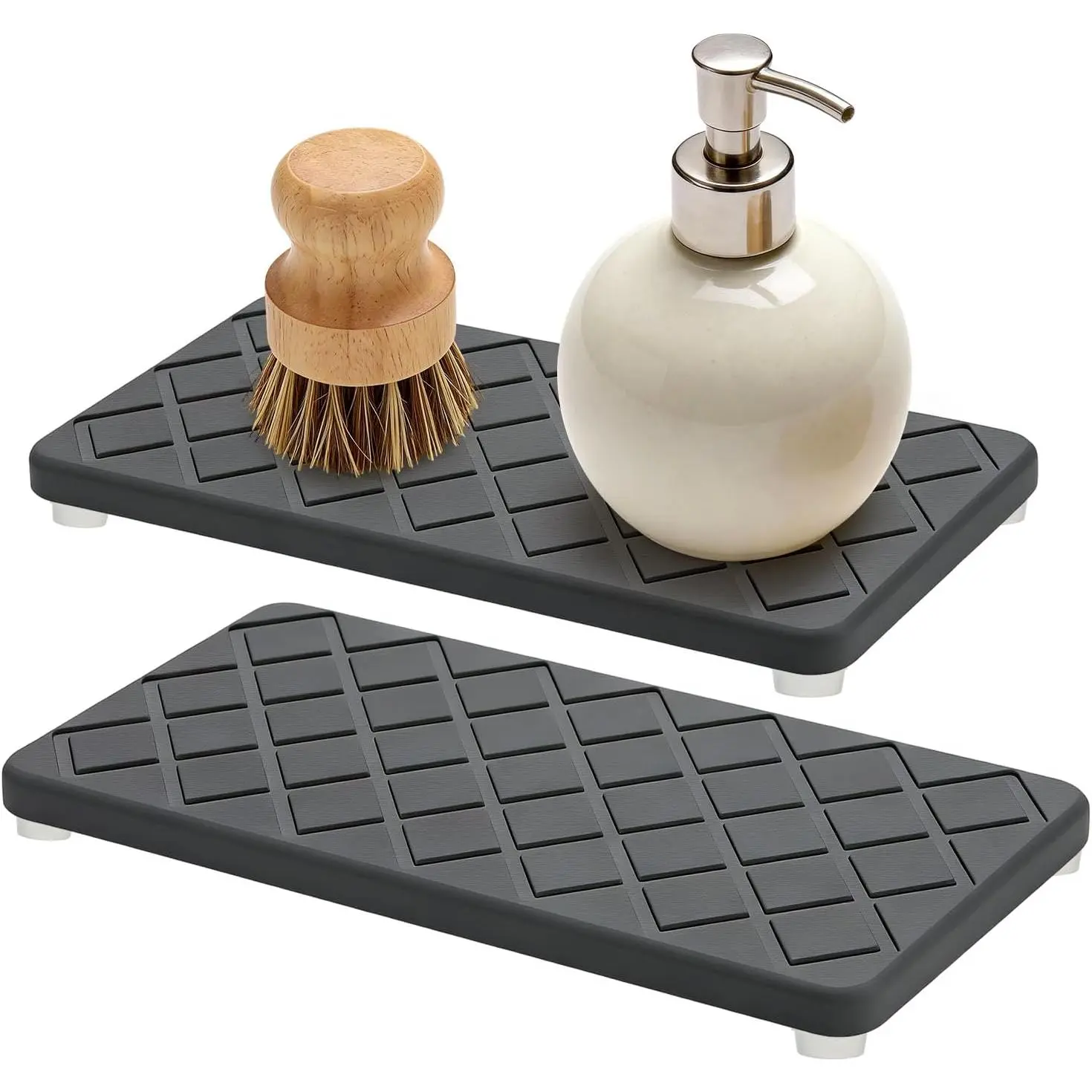 Water Absorbing Stone Drying Tray for Kitchen Counter Decor Bathroom Sink | Diatomaceous Earth Soap Dish Dispenser Tray Diatomite Stone  Quick Drying Mat Bathroom  Trays Black Sponge Holder