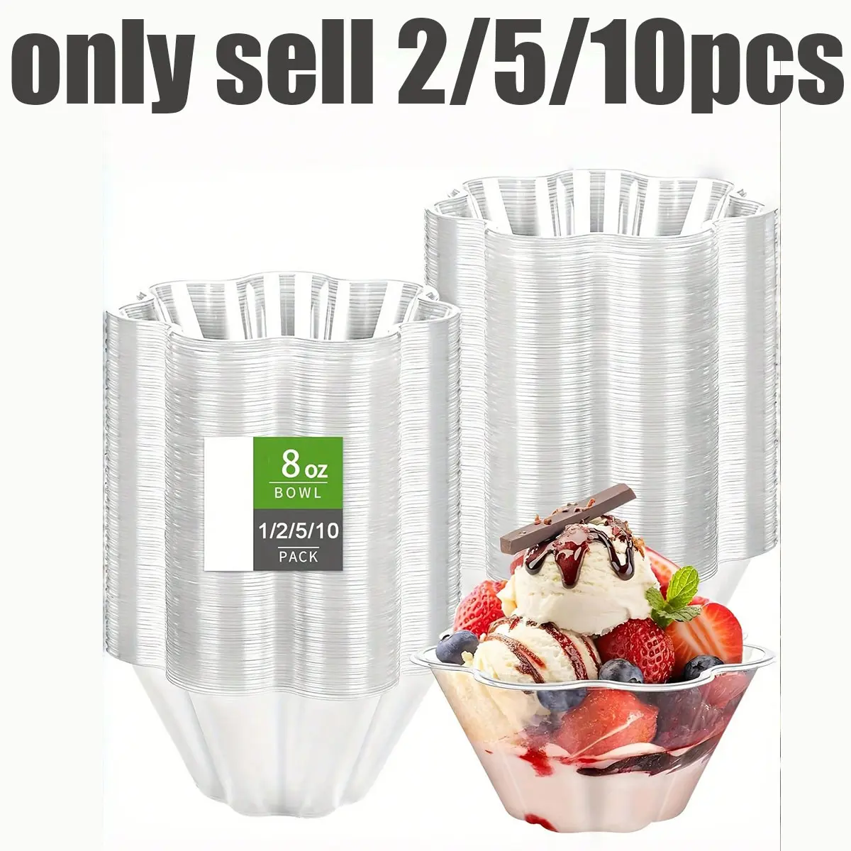 Transparent 8oz Plastic Dessert Cups, Floral Ice Cream Bowls, Party Ice Cream Dessert Bowls, Pudding Salad Small Bowls for Ice Cream, Nuts, Salads