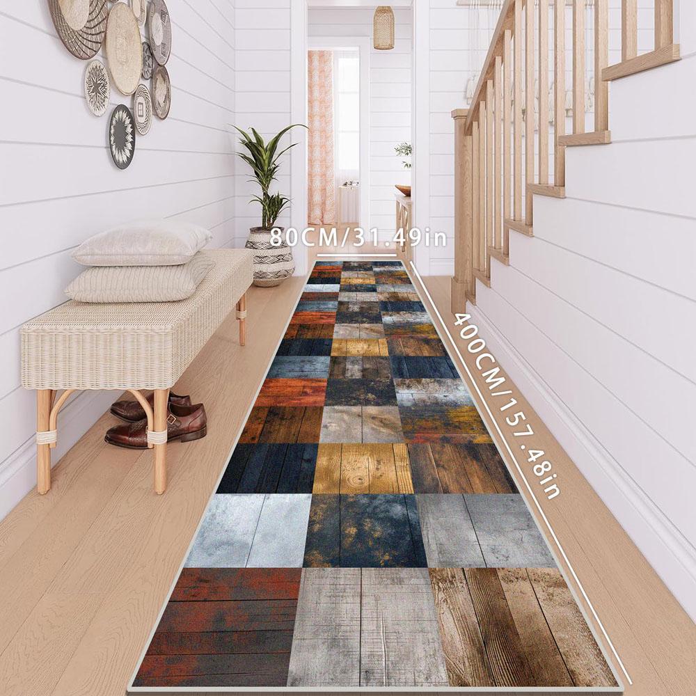 Abstract Art Style Long Rug, Modern Geometric Rug, 1 Count Colorful Geometric Pattern Non-slip Floor Mat, Washable Decorative Carpet for Home Living Room Bedroom Kitchen