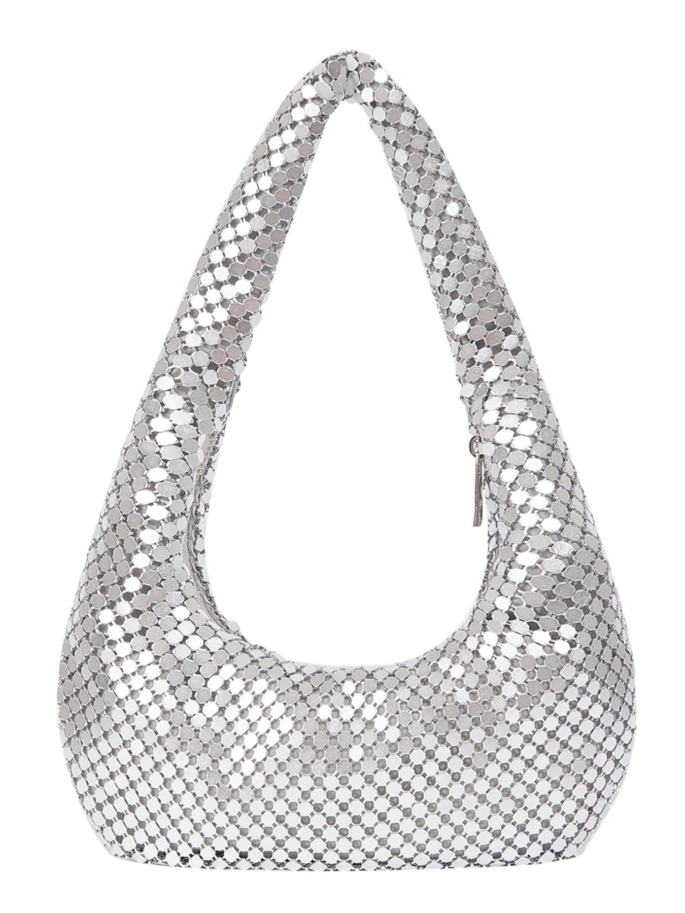 Women's Elegant Metallic Evening Bag, Exquisite Trendy Hobo Bag, Fashionable Bag for Party Decoration, Hobo Shoulder Bag, Elegant Bags, Elegant Embossed Bag