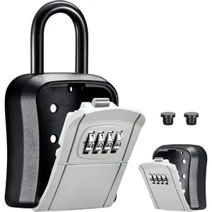 Key Lock Box, Portable Combination Lockbox Wall-Mounted Key Storage Box for House , Resettable Code Safe  Lock Box for , Office, Apartment Spare Key Storage (1 Pack, Gray)