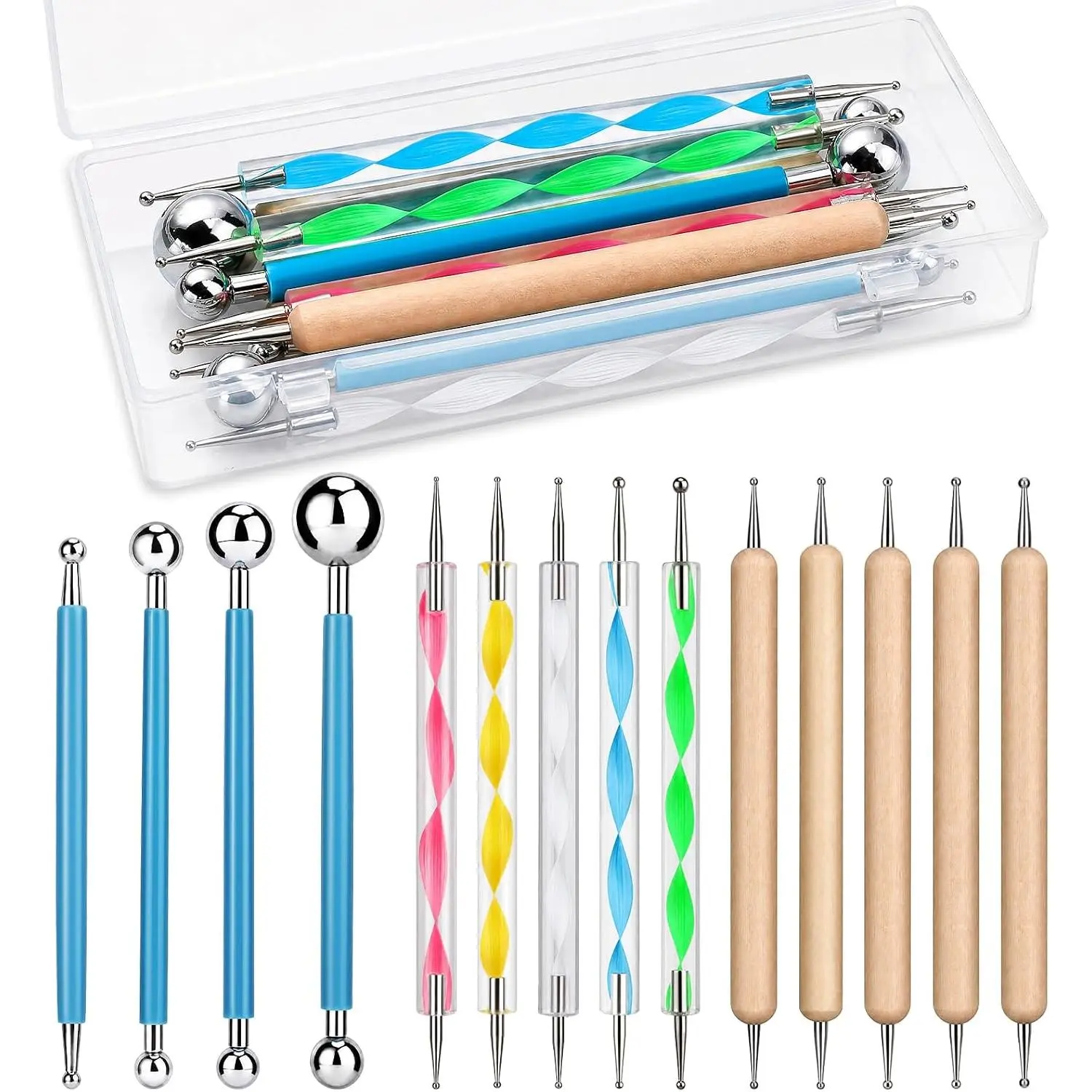 Dotting tools, embossing tools, dotting tool set, rock painting tools| Mandala Dot Painting Tool Set with Boxed Ball Point Pen, Ball Head Clay Tool, Ceramic Clay Modeling Embossing Nail Art Tool