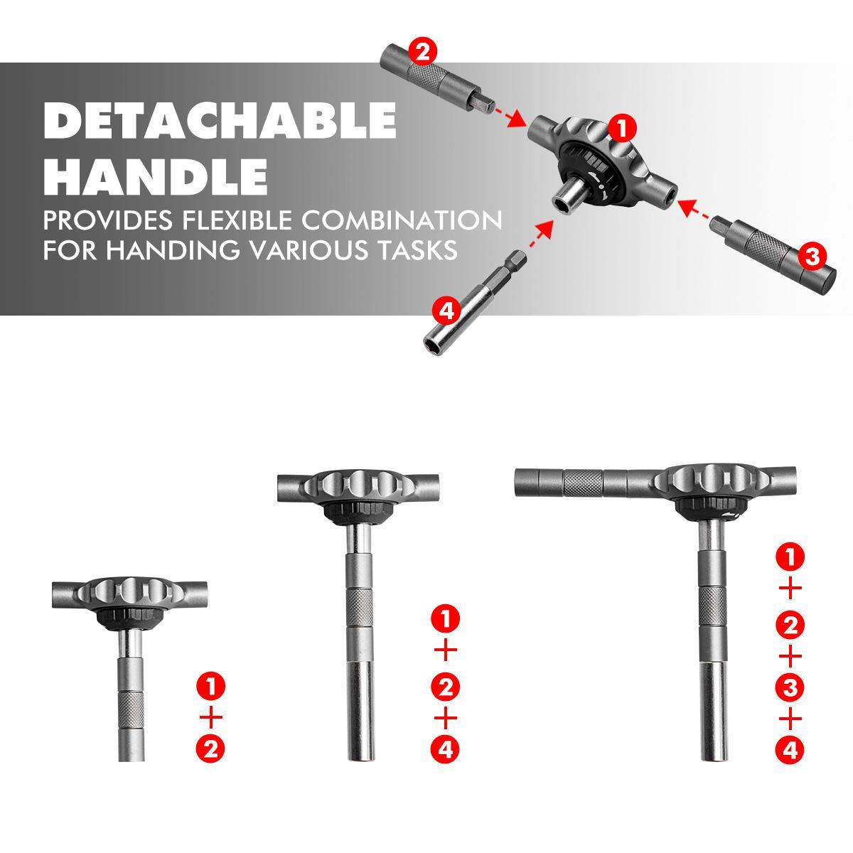Precision Multipurpose Switchable Screwdriver Set with Large Socket & Precision Bits, 64-In-1 Gearless Ratchet Drill Bit Kit, Flat Handle for High Torque