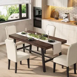 55.1-Inch Rectangular Dining Table or Desk with Metal Legs, MDF and PB Top, Available in 6 Colors
