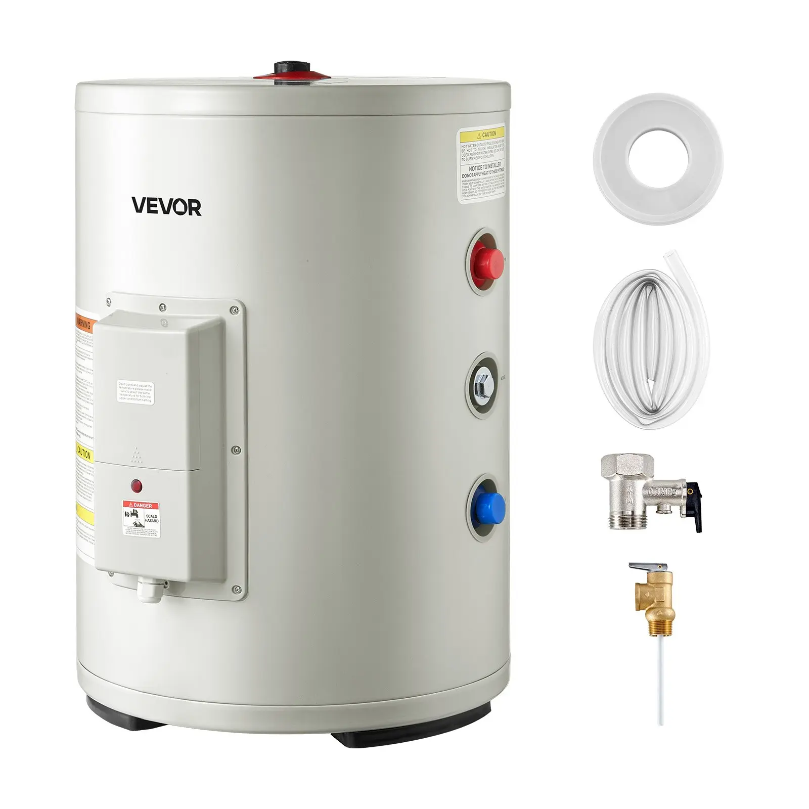 【Summerfinds】VEVOR 12 Gallon Electric Tank Water Heater, 1600W Point-of-Use Hot Water Heater with LED Display, Knob Control, Side Outlet, 120V Storage Design with TP Valve for Small Apartments Studios, Gray