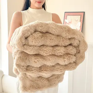 1pc Faux Rabbit Fur Blanket | Ultra Soft Fluffy Throw Blanket, Thick Plush Bed Blanket, Cozy Warm Sofa Cover, Luxury Home Décor Blanket, Lightweight & Skin-Friendly, Multiple Sizes Available