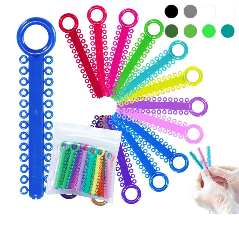 1040 Pcs Mix Color Orthodontic Ligature Ties Power Sticks, 26 Ties Per Stick Elastic Ligature O-Ties O-Rings, Dental Braces Rubber Bands for Orthodontic Brackets Treatment