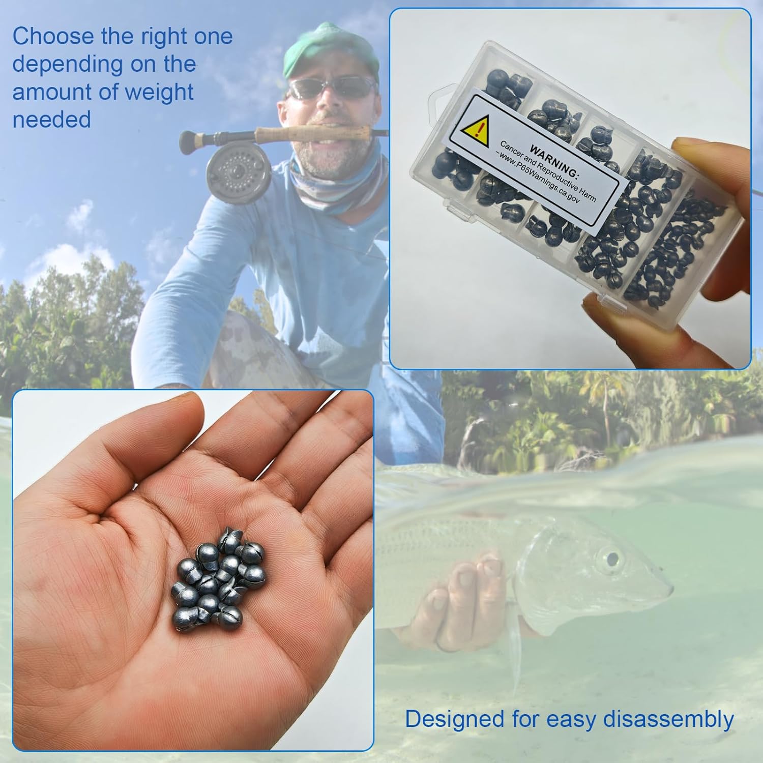 Fishing Lead Sinker Set, 100pcs/box Split Lead Sinker Fishing Weight, Split Lead Clip for Bass Fishing, Fishing Accessories for Outdoor, Fishing Tackle Kit, Father's Day Gifts, Fishing Lures Kit, Fishing Gear Set