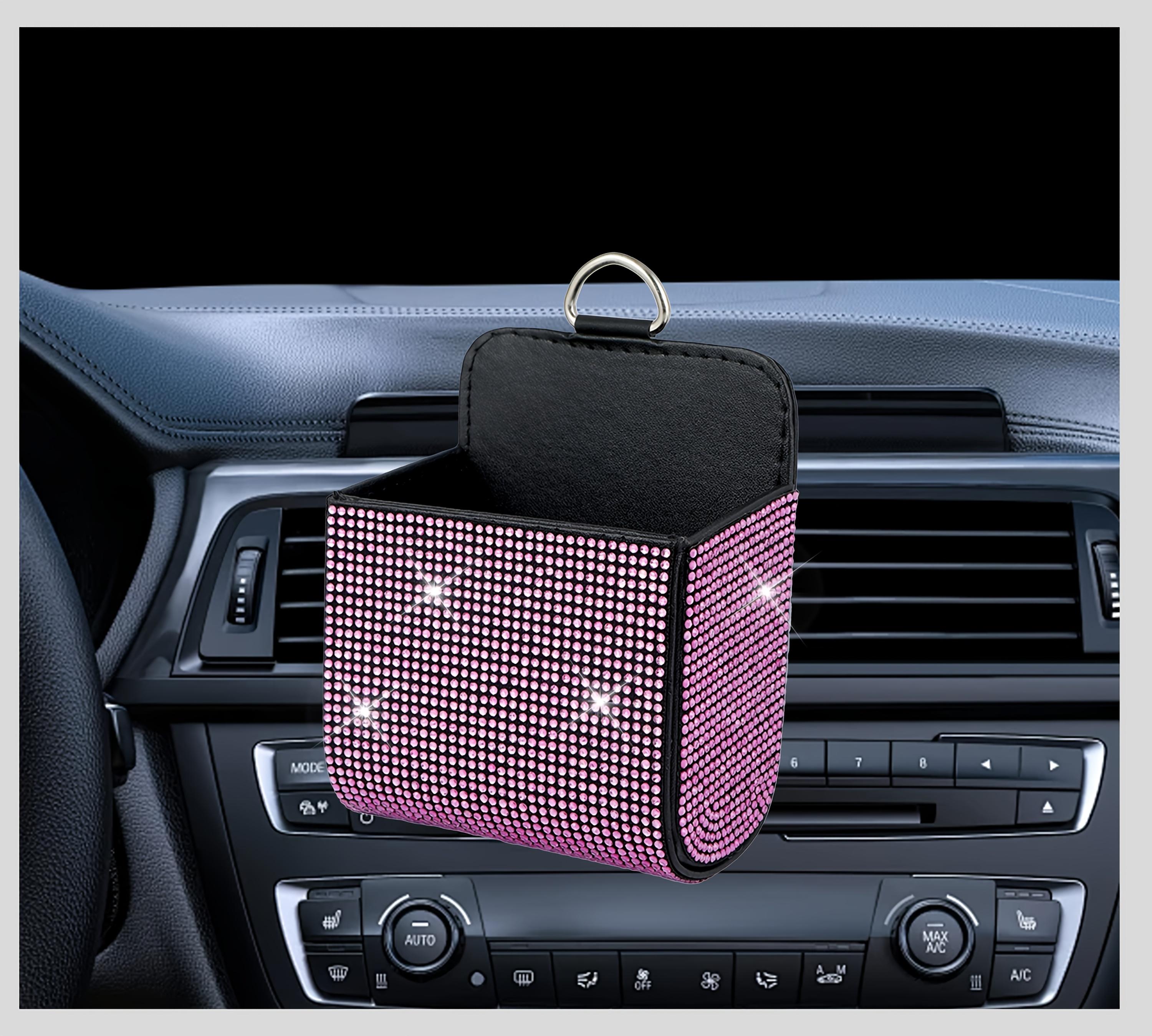 Sparkling Rhinestone Car Storage Box: 1pc, with Shiny Lid & Drawer, Glitter Organizer – for Dashboard, Console, or Door, Fit for Phones, Licenses, Keys, Vehicle Interior Accessory – Suitable for Most