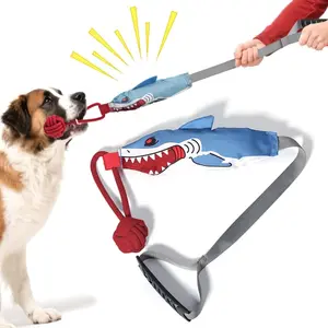 Shark Shape Interactive Dog Pull Toy, Durable Crinkle Training Rope Toy, Tug-Of-War Ball for Medium and Large Dogs, Energizing Pet Play