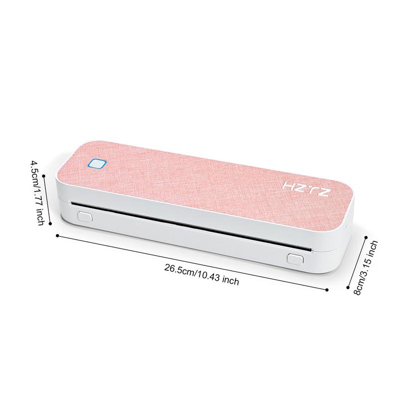 Portable Inkless Thermal Printer, A4 Size, Prints Documents & Labels, Wireless Connection, USB Charging, Ideal for Travel & Office