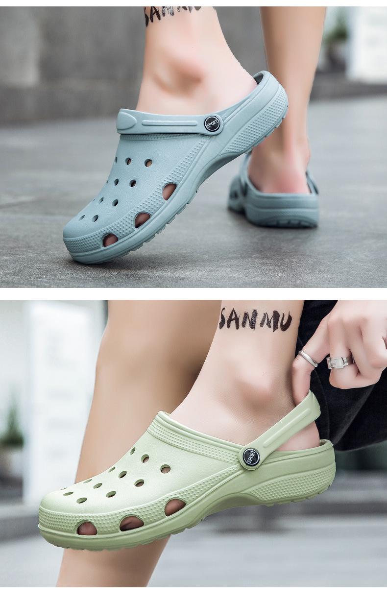 Mimilove Unisex Sandals Garden Clogs Women's Summer New Solid Color Slippers Couple Closed-Toe Beach Sandals Beach Clogs