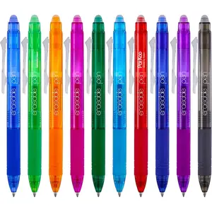 Retractable Erasable Gel Pens Clicker, Fine Point 0.7mm,  Color Inks for Drawing Writing, 10-Pack