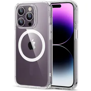 ESR for iPhone 14 Pro Case, Compatible with MagSafe, Shockproof Military-Grade Protection, Yellowing Resistant, Magnetic Classic Hybrid Case (HaloLock), Clear