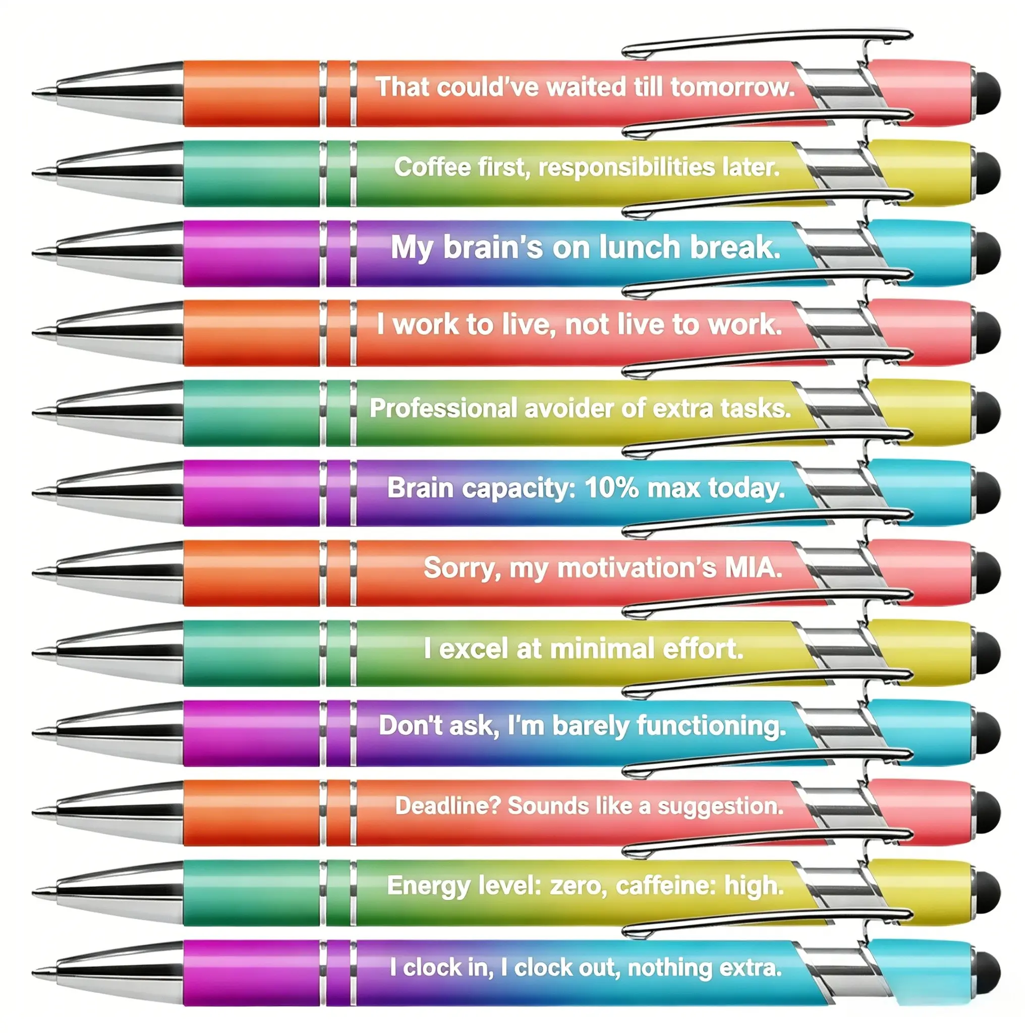 12 Pack Humorous Ballpoint Pens, Ink, Satirical Quotes Series, Ideal for Office/school, Party Events, Funny Gifts, Self-Deprecating Office Essentials, Office Writing Tool, Pens Set
