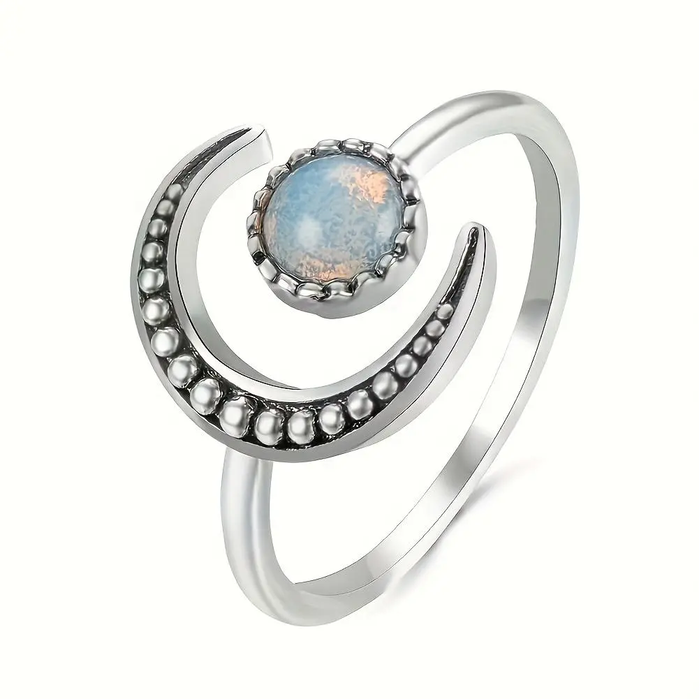 One Open Ring, Exquisite Star and Moon Design, Elegant and Versatile Ladies' Wedding Banquet Ring