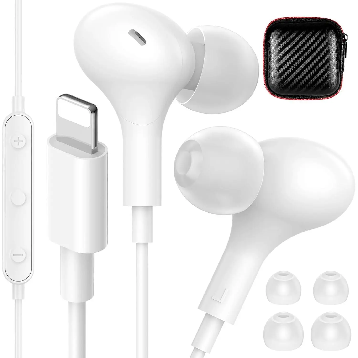 for Apple MFi-Certified Headphones for Lightning Wired Earbuds Magnetic Ear Buds with HiFi Bass,3 Ear Tips Mic Corded Earphones for Gym, Commuting for iPhone 14 Plus 13 12 11 Pro Max WhiteGift.