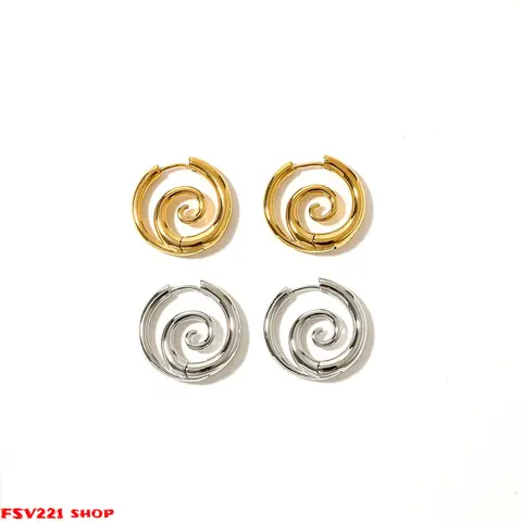 Women’s Faux Stretched Gothic Spiral Swirl Cuff Earrings - Stainless Steel, Hypoallergenic, Lightweight Female Cartilage Helix Minimalist Metal Studs, Gold & Silver for Daily & Casual Wear, Sohochic Earrings for Women
