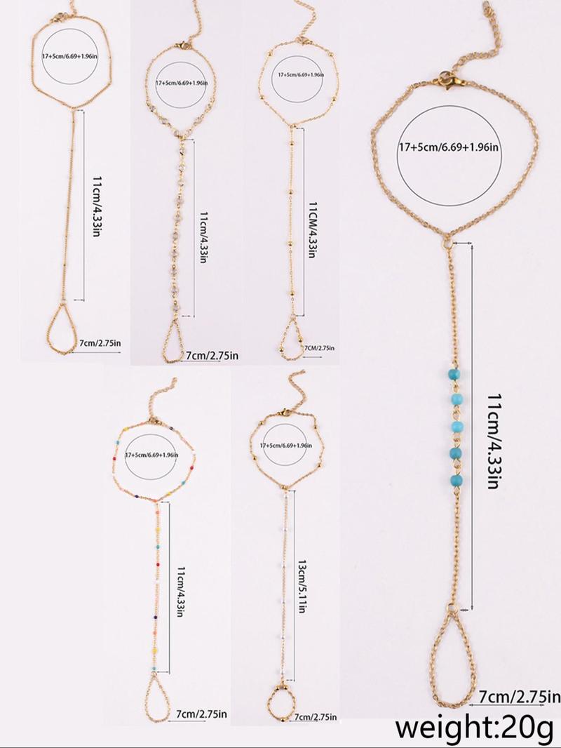 Women's Elegant Vintage Beaded Design Ring Linked Bracelets, 2024 New Style Trendy Exquisite Bracelet, Fashionable Jewelry As Birthday Gift for Girlfriend, Fashionable Jewelry Accessories