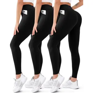 3 Pack High Waisted Leggings for Women Butt Lift Tummy Control Yoga Pants Non See-Through Workout Running Pants-