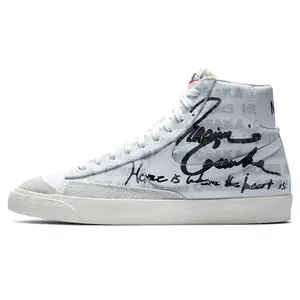 CDG x Nike Blazer Canvas Sneakers for Men and Women – Letter-Print, Slip-Resistant, Durable, Mid-Top Verifiable, with credentials and supporting global authentication