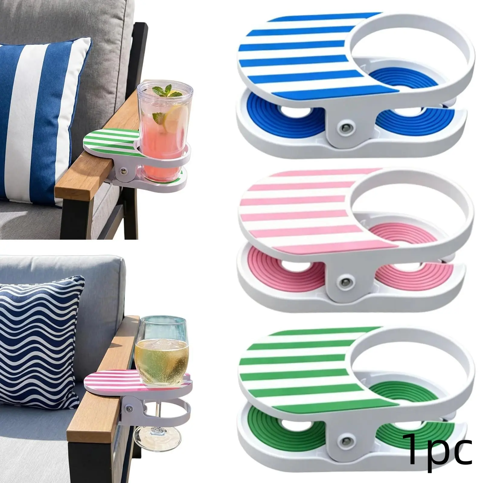Portable Cup Holder Clip, Easy Installation, Suitable for Chairs, Desks, Water Bottles, Striped Design, Home & Office Use