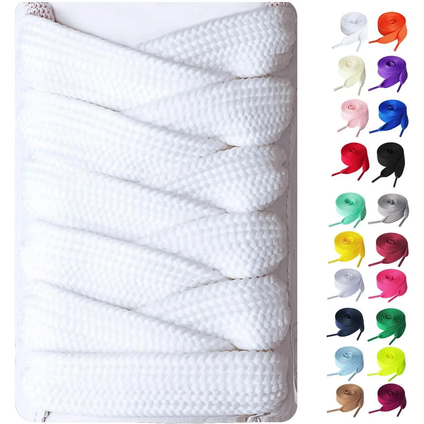 Booyckiy 2 Pairs Fat Sneakers Shoe Laces, 15mm Wide Athletic Shoelaces
