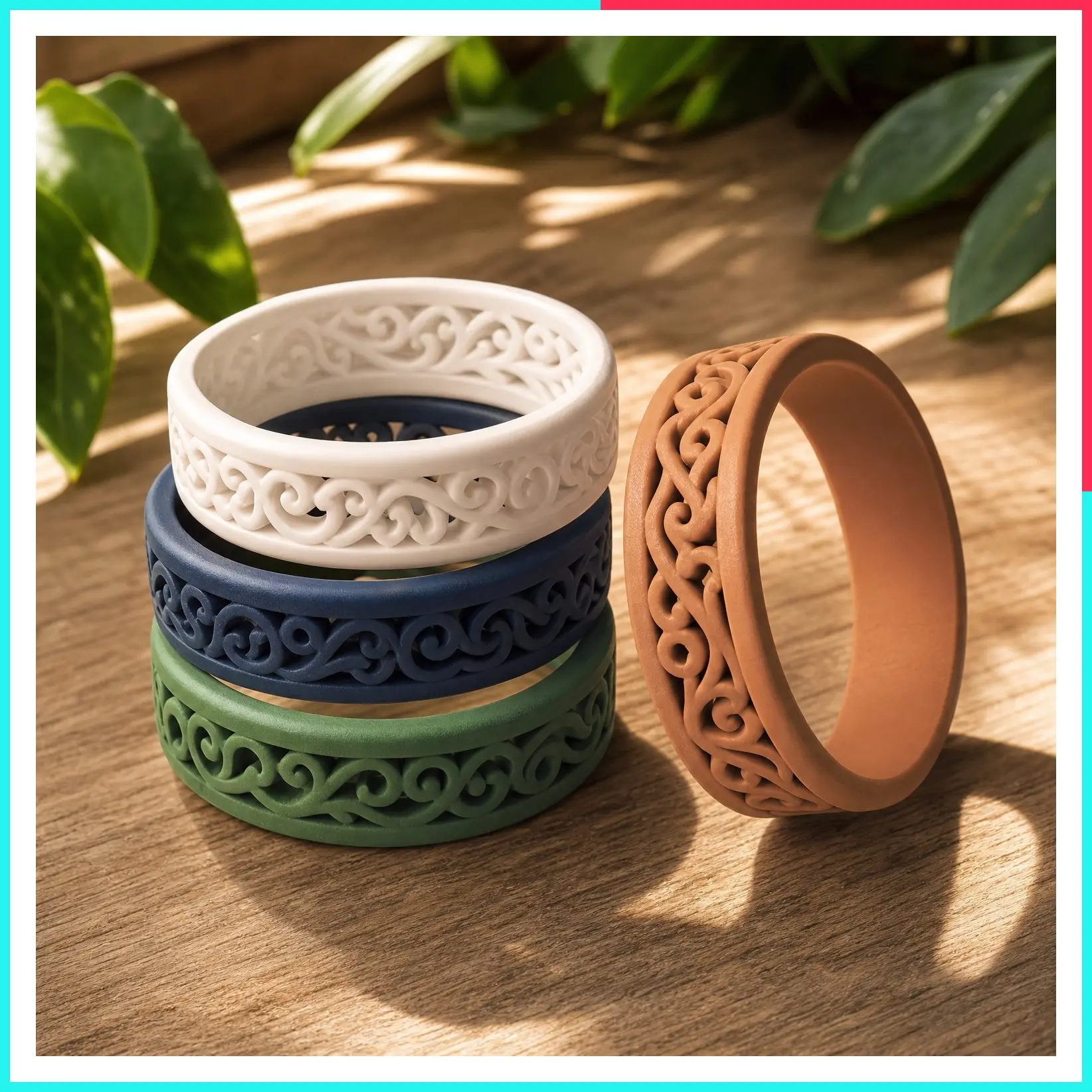 Soft, Pretty Silicone Rings for Women – Comfortable, Breathable, Stackable & Lightweight Rubber Engagement and Wedding Bands, Thin Unisex Design