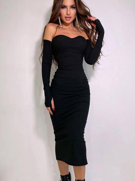 Women's Off Shoulder Backless Ribbed Bodycon Dress for Party Dating, Christmas New Years 2024 Trend Elegant Dresses for Fall & Winter
