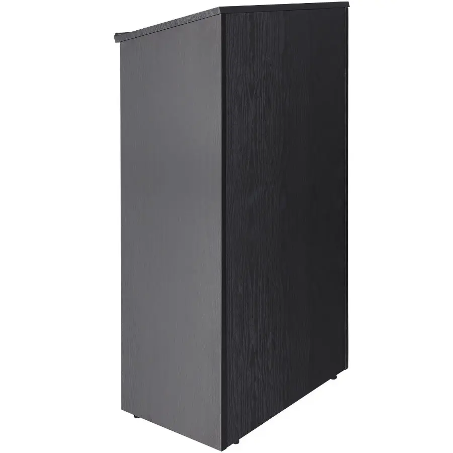 VEVOR Podium Stand, 47 in Hostess Stand with 4 Rolling Wheels, Wood Podium with Storage Shelves, and Slant Desktop, Lecterns Podiums for Church, Office, School, Home, Black