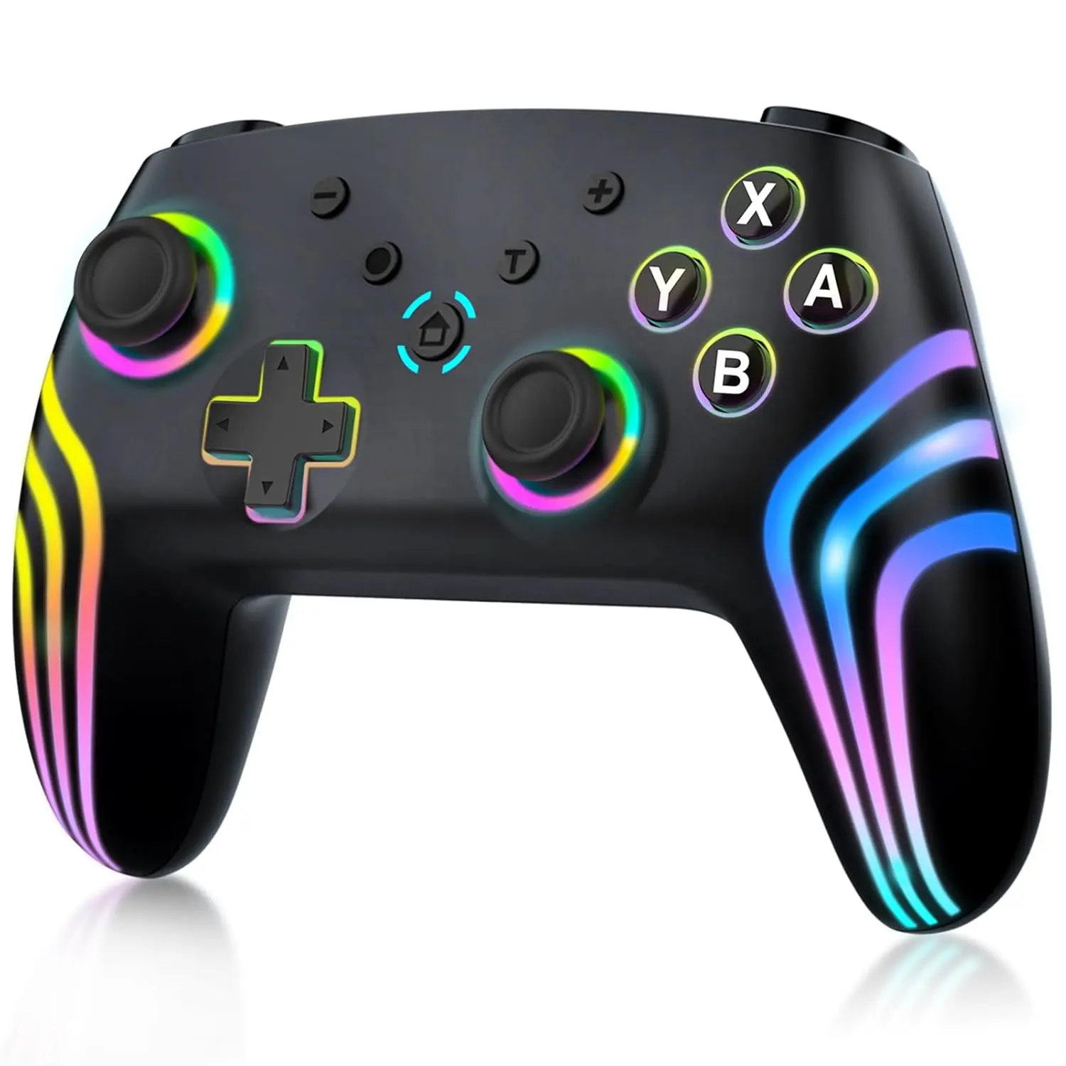Wireless RGB Gaming Controller for Switch/Switch 2/Lite/OLED/PC, 7-Color Changing LED Gamepad with 6-Axis Gyroscope, Dual Vibration, Turbo Function, Ergonomic Joystick, Ideal Birthday Christmas Gift for Boyfriend Teen Boys Gamers