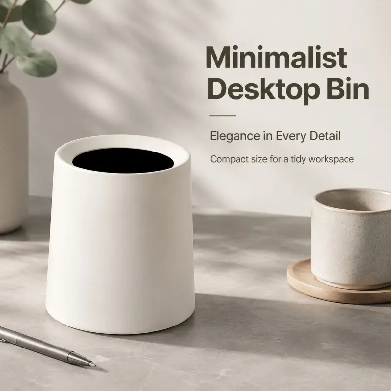 Minimalist Compact Desktop Waste Bin, Double Layer Small Tabletop Garbage Container, Stylish Narrow Countertop Trash Can For Office Workspace, Bedroom Vanity And Home Indoor Desktop Tidying Storage
