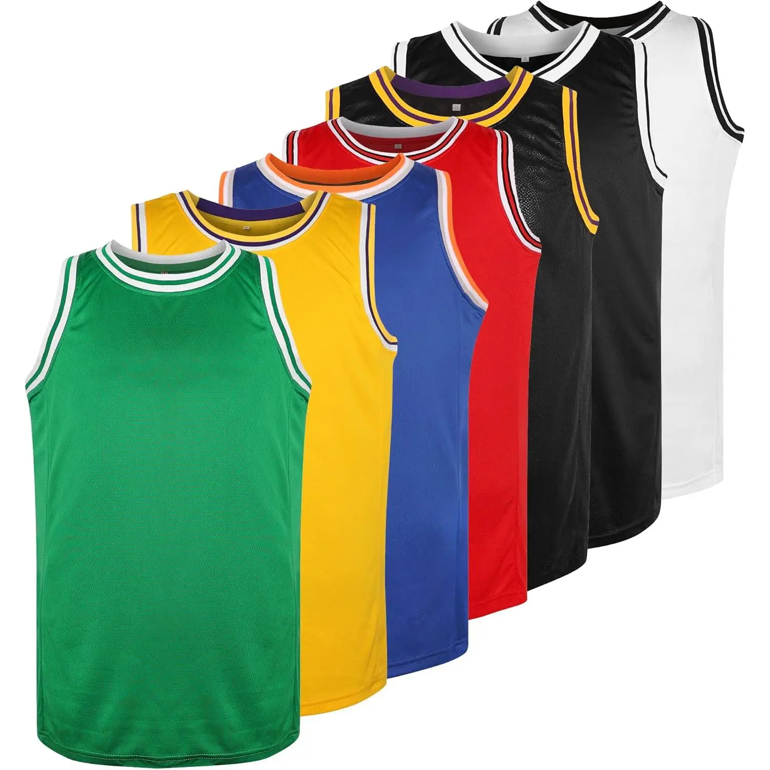 Men's Plain Basketball Jersey, 90s Hip Hop Style Sleeveless Menswear Top in Breathable Mesh Fabric for Sports & Party, US Standard Sizes S-3XL, Short Sleeve Tops