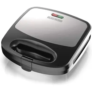 BLACK+DECKER 3-in-1 Waffle Iron, WM2000SD, Grill and Sandwich Press, Non-Stick Removable Plates, Space Saving Compact Design